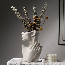 Vases Face Ceramic Vase Nordic Living Room Decoration Home Modern Art Decorative Flower Bottle Creative Table Decor & Accessories