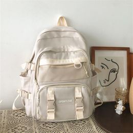 School Bags Waterproof Nylon Women Backpack Large Solid Colour Girls Travel Bag College Schoolbag Female Laptop Back Pack