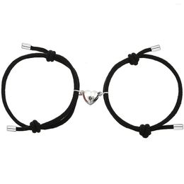 Charm Bracelets Magnetic Bracelet Steel Heart Pendant Couple For Lover Friendship Braid Rope Magnet Wrist Chain Jewellery