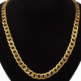 Hip Hop Jewellery Long Chunky Cuban Link Chain Golden Necklaces With Thick Gold Colour Stainless Steel Neck Chains For Men Jewelry188f