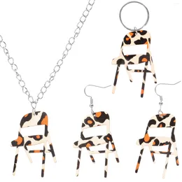 Necklace Earrings Set 1 Folding Chair Jewellery Women Dangle Decorative And Key Chain