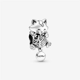 100% 925 Sterling Silver Kitten & Yarn Ball Charms Fit Original European Charm Bracelet Fashion Women Wedding Engagement Jewellery A307I