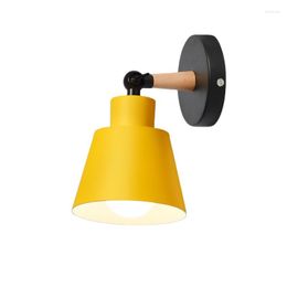 Wall Lamp LED Wood Iron Nordic Modern Style Rotatable Bracket Light For Bedside Bedroom Living Room Stud