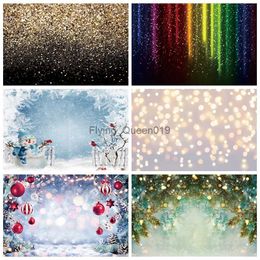 Background Material Christmas Backdrop Gold Glitters Light Bokeh Snowman Snowflake Family Party Photography Decoration Backgrounds For Photo Studio YQ231003