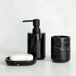 Bath Accessory Set Black Bathroom Resin Toothbrush Holder Toilet Brush Soap Dispenser Pump Bottle Dish Mouthwash Cup