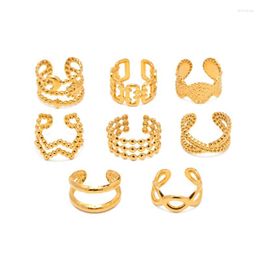 Backs Earrings ALLME Personality 18K Gold PVD Plated Titanium Steel Single Piece Hollow Multi Layers Irregular Braid Clip For Women