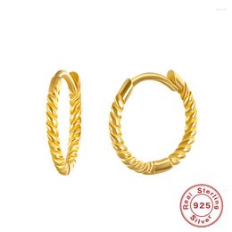 Stud Earrings Twisted Small Original S925 Sterling Silver Circle Gold-Plated Ear Accessories For Women Creative Gifts