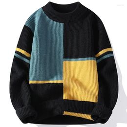 Men's Sweaters Cashmere Pull Homme 2023 Winter Soft Warm Fashion Patchwork Turtleneck Sweater Men Pullovers High End Mens Christmas Jumper