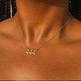 Pendant Necklaces Angel Number Necklace 111 222 333 444 555 666 777 888 999 Gold Plated Stainless Steel Numerology Jewelry286S