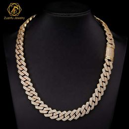 brand fashion woman Rts Hiphop Men 2 Rows Cuban Chain 8mm 10mm 14mm 16mm 18k Gold Plated Solid Silver Necklace d Vvs Moissanite Link