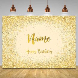 Background Material Golden Glitter Custom Name Birthday Party Photography Backgrounds Vinyl Backdrop for Children Party Banner Anniversary Photozone YQ231003