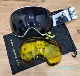 Case Yellow Lens Antifog Spherical Glasses Skiing Men Women Snow Box Set