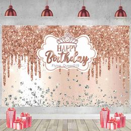 Background Material Pink Flash Happy Birthday Background Banner Photography Studio Photo Party Decoration Wallpaper Props Girl Heart Atmosphere YQ231003