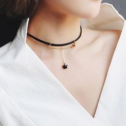 DoreenBeads Fashion New Vintage Sexy Black Star Choker Gothic Clavicular chain Necklace Pentagram Pendant Charm Necklace 1 PC311D