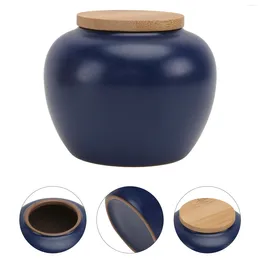 Storage Bottles Blue Ceramic Tea Canisters Coffee Jars Sugar Bowl Spices Condiment Pots Container With Sealed Lid For Home