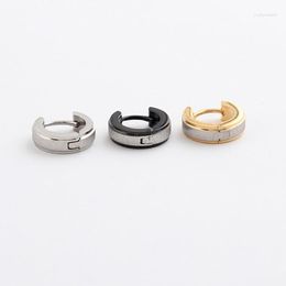 Hoop Earrings Fashion Punk Small Pendientes Color Gold Black Titanium Steel Wire Drawing Surface Huggie Brincos Jewelry