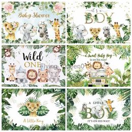 Background Material Jungle Safari Wild One Backdrop Photography Boy Girl Baby Shower 1st Birthday Party Background Kids Photo Photographic Photocall YQ231003