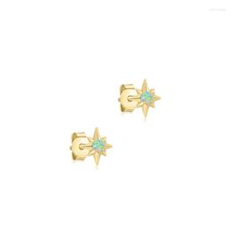 Stud Earrings AIDE S925 Sterling Silver Octagonal Opal For Women Girls Piercing Earring Pendientes Jewelry Gift Brincos Aretes