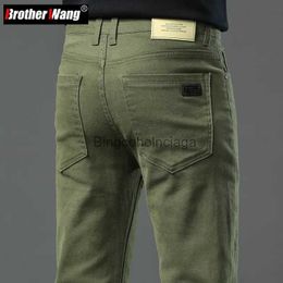 Men's Jeans Autumn New Men's Slim Stretch Jeans Fashionable and Versatile Soft Fabric Denim Pants Army Green Coffee Male Brand TrousersL231003