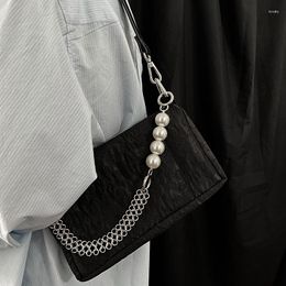 Evening Bags Women Bag 2023 Spring Korean Sweet Pearl Chains Solid Zipper SOFT Shoulder Handbags Ladylike Girls High Quality