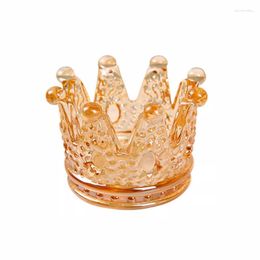 Candle Holders Glass Base Transparent Crown Candlestick Ornament Cup Christmas Decoration Pography Prop Nordic Home