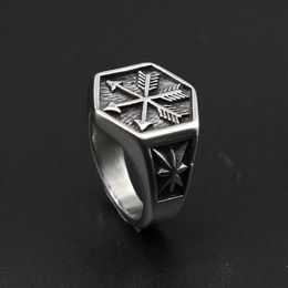 Vintage Viking Arrow Ring Punk 316L Stainless Steel Compass Men Fashion Hip Hop Hippie Jewellery Drop Store Cluster Rings273O