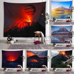 Background Material Volcano Landscape Wall Art Tapestry Backdrop Wall Decor Tapestry Aesthetic Decor for Dormitory Room Living Room Home Decor YQ231003