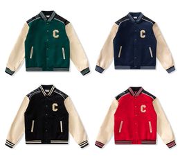 2023 Designer Mens jacket coats flight jacke Baseball uniform Letter C embroidery PU leather women loose comfortable wool cardigan coat fashion Men's Outerwear