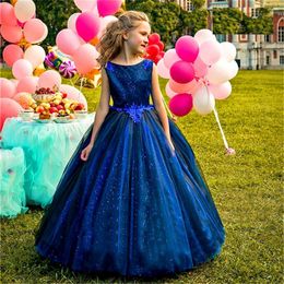 Girl Dresses Elegant Tulle Highlight Sleeveless Flower Dress Princess Ball Beauty Pageant First Communion Kids Surprise Birthday Present