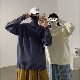 Men's Sweaters Mrgb Turtleneck Unisex Solid Color Knitted Pullovers Tops Winter Warm Kintted Jersey Couple Harajuku Loose Jumper