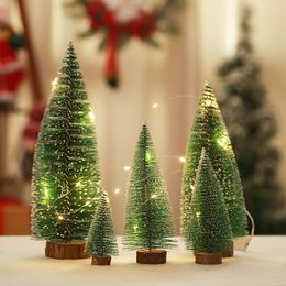 Christmas Decorations Mini Tree Artificial Snow Frost Pine Crafts Desktop Decorative Supplies Ornaments House Decor