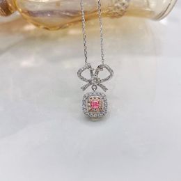 Chains YM2023 Fine Jewelry Solid 18K Gold Nature 0.09ct Pink Diamonds Pendants Necklaces For Women Birthday's Presents