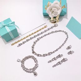 new arrival 316L stainless steel Necklace with hollow connect link for women wedding necklace bracelet earring women jewelry gift 336S