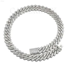 brand fashion woman Cadermay d Vvs Baguette 18mm Silver925 Moissanite Cuban Chain Necklace Hiphop Iced Out Link Bracelet