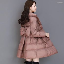 Women's Trench Coats Winter Fall Women Sweet Ladies Butterfly High Waisted Purple Black Wine Red Padded Parka Coat Woman Warm Parkas