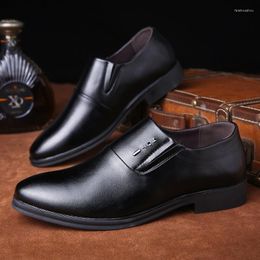 Dress Shoes Letter Decoration Loafers Men PU Low Heel Anti Slip Classic Comfortable Business Formal Large 38-48
