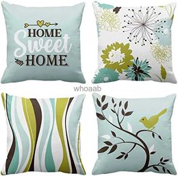 Plush Pillows Cushions Throw pillowcase cute flower bird home sweet home abstract decoration pillowcase home decoration pillowcase 45x45 pillow case YQ231003