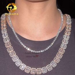 brand fashion woman Zuanfa Jewelry 13mm Sterling Silver 925 Pass Diamond Tester Vvs Moissanite Baguette Tennis Chain