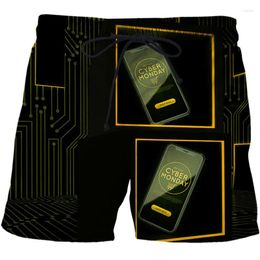 Men's Shorts Mens AI Technology Pattern Beach Pants Colored Fashion 3D Printed Casual Board Quick Dry Swimwear Streetwear
