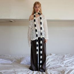 Scarves Luxury Design Striped Scarf Spring Summer Decorative For Femal Y2K Plush Long Echarpe Femme Hiver Bufanda