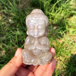 Decorative Figurines 8CM Natural Citrine Buddha Crystal Healing Carving Figurine Polished Fengshui Gemstones Sculpture Crafts Gift 1pcs