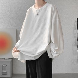 Men's T Shirts Korean Oversized Shirt Men Fashion Solid Colour Round Neck Tshirt Streetwear Hip-hop Loose Sleeved T-shirt Mens Top M-3XL