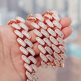 brand fashion woman Trendy Fine Jewellery 6mm Thick Rose Gold Plated Moissanite Diamond Iced Out Miami Chocker Necklace Hiphop 24inch Cuban Chain