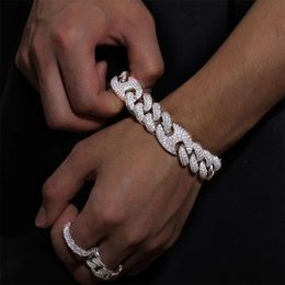 brand fashion woman Luxury Rock Style Hiphop Jewellery 18mm 925 Sterling Silver Pass Diamond Test Vvs Moissanite Iced Out Cuban Link Bracelet for Men