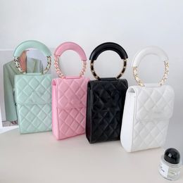 Luxury brand designer bag hardware LOGO single shoulder sling mouth cover bag mini mobile phone bag can be carried Rhombus pattern sweet Woven chain bag