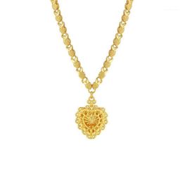 Pendant Necklaces Simple Vintage Heart Plated 24K Gold Stainless Steel Jewelry Female244N