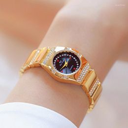 Wristwatches Diamond Watches Woman 2023 Unique Gold Female Crystal Small Dial Ladies Montre Femme