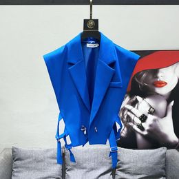 Men's Vests 2023 Niche Design Suit Collar Waistcoat Fashion Folding Wear High Quality Original Sleeveless Vest Elegant Jacket