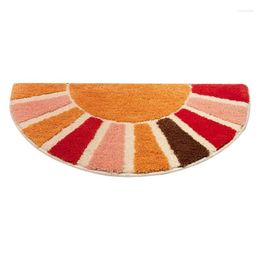 Bath Mats Sun Rug Half Round Shower 16x30in Semi Boho Bathroom Mat Sunrise