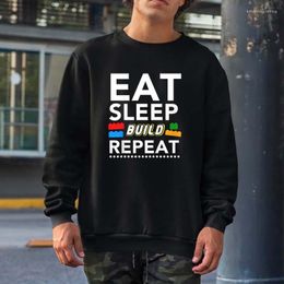 Men's Hoodies Sleep Eat Build Repeat Building Blocks Bricks Master Builder Sweatshirts Men Women Streetwear Crewneck Hooded Cotton